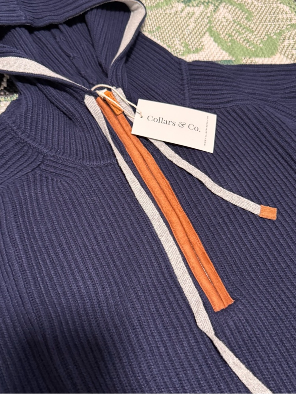 Collars & Co. Holland Quarter Zip Hoodie Sweater Mens Size XL Navy Blue NEW - Picture 3 of 7